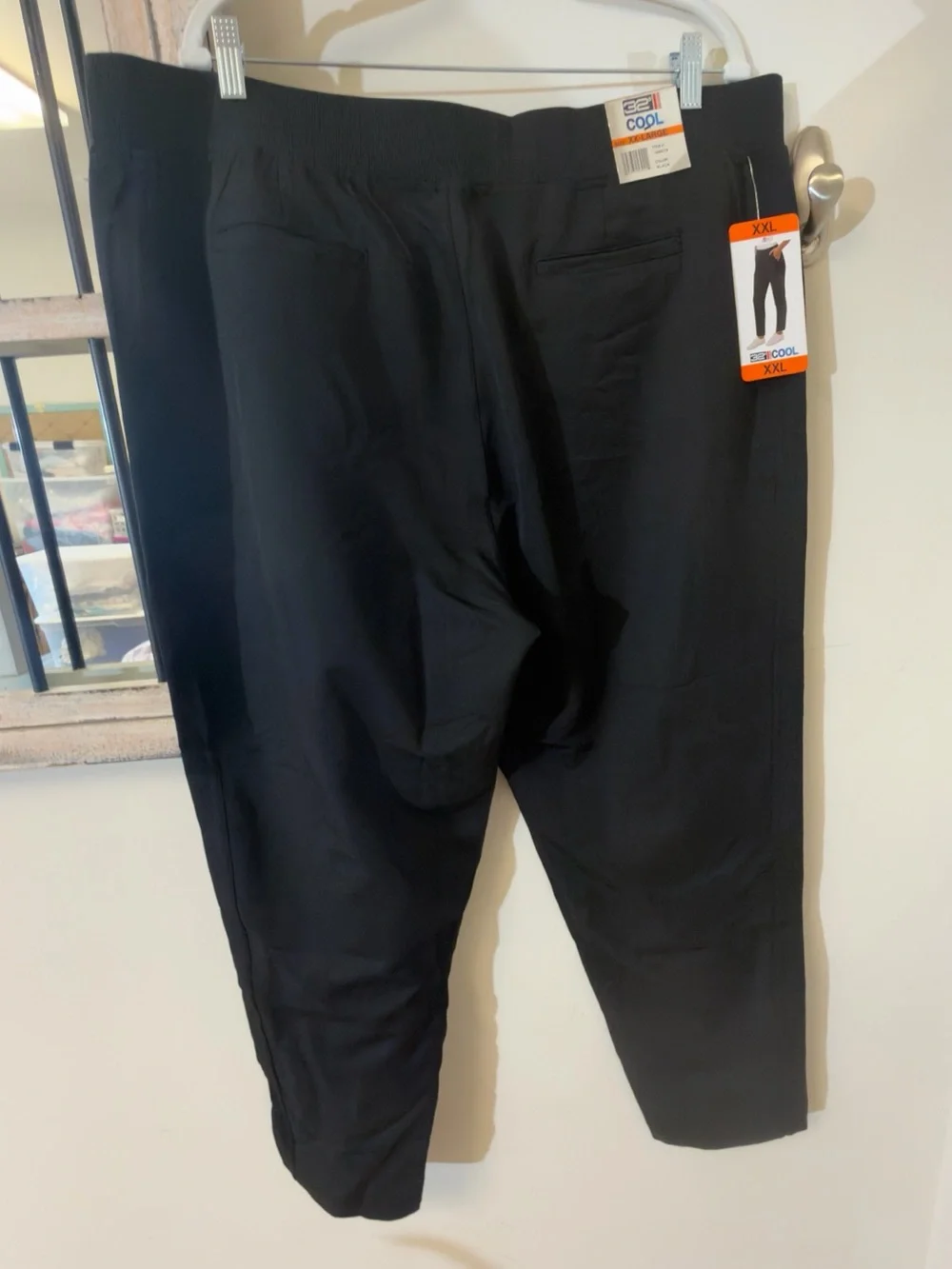 NWT 32 Degrees Cool Black Stretch Pull-On Pants Pockets XXL